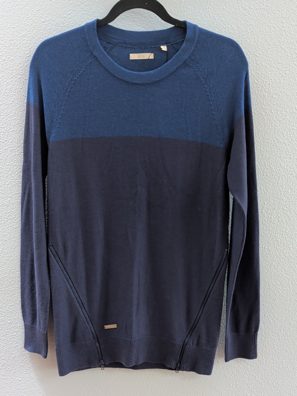 Adidas Golf Taylor Made Novelty Two-Tone Navy Blue Zip Crewneck Sweater